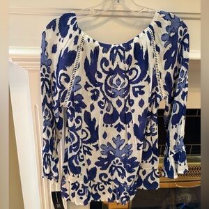 INC International Concepts Blue and White Blouse